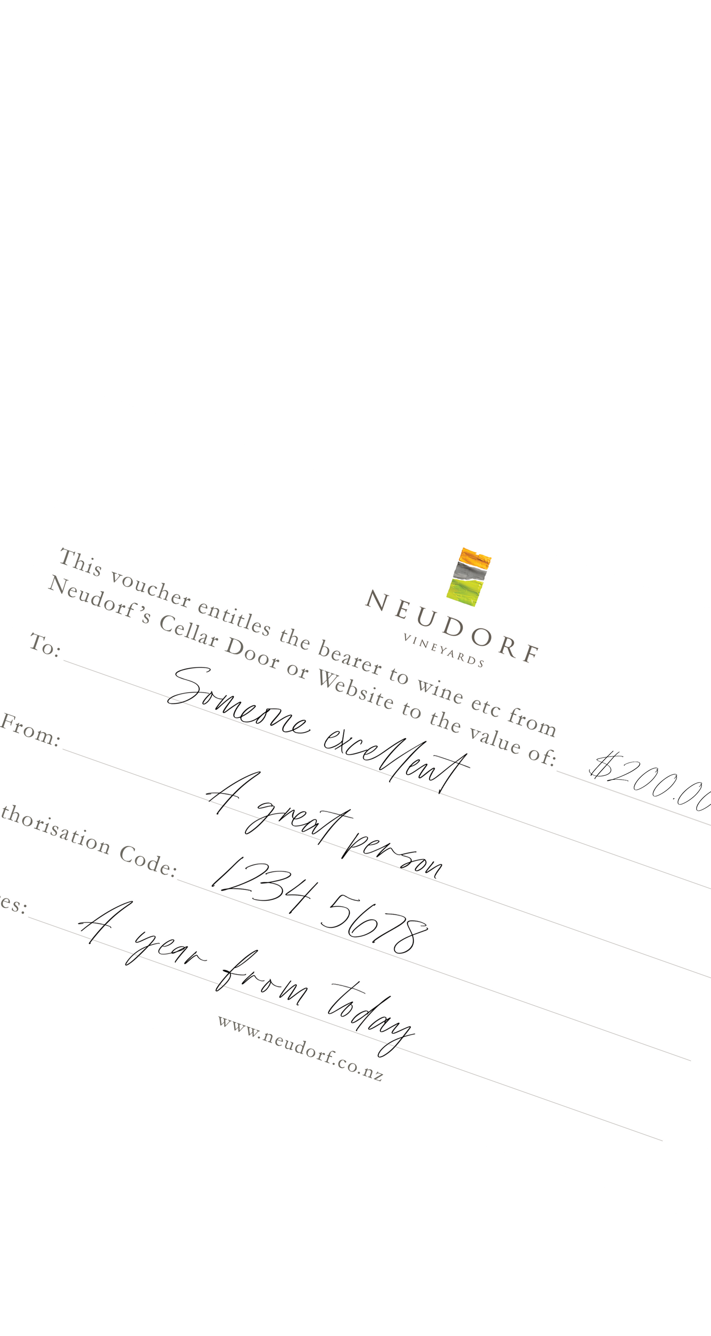 Neudorf Vineyards Gift Voucher $200