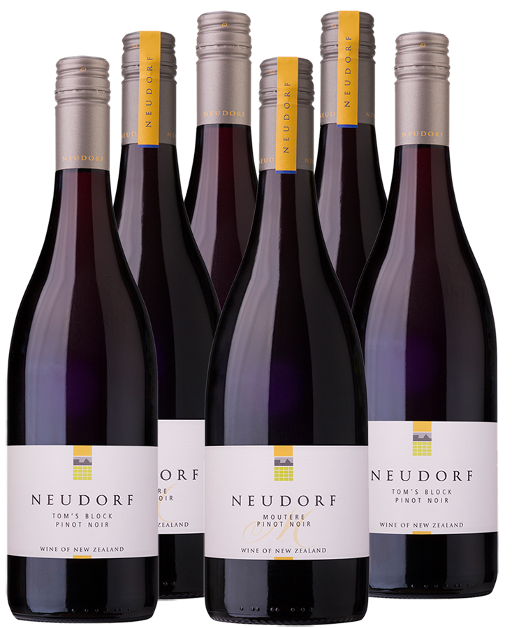 A collection of six bottles of Neudorf Pinot Noir