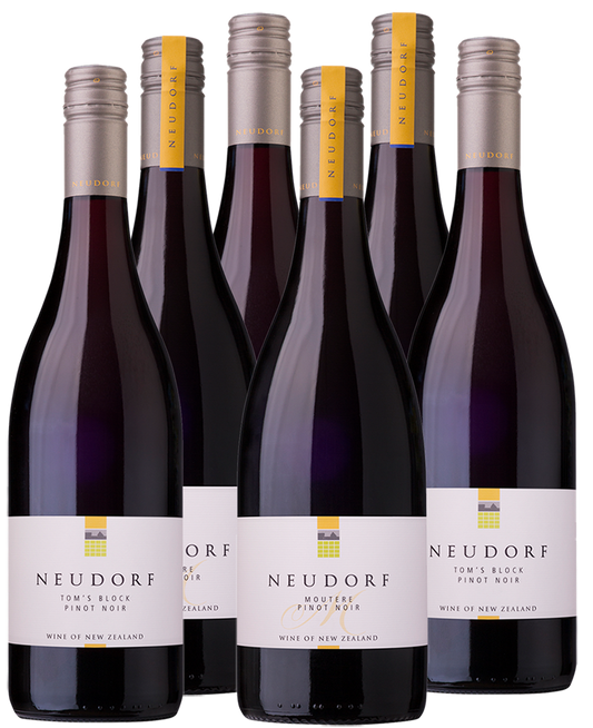 A collection of six bottles of Neudorf Pinot Noir
